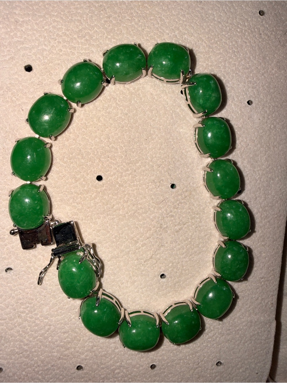Green Beaded Women's Bracelet - Elegant Green Cabochon Link Bracelet